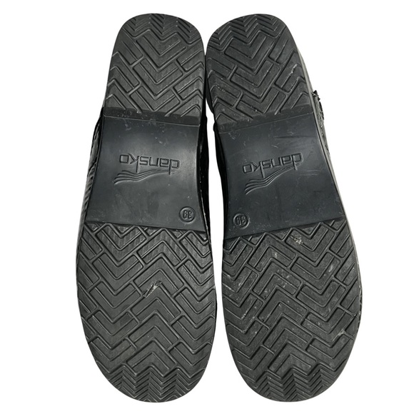 Dansko Mosaic Women’s Black Gray Patent Leather Slip On Clogs Shoes Size 8.5-9 - Picture 9 of 11